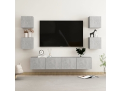 Conjunto de 6 muebles para TV de madera contrachapada gris cemento, DKD HOME DECOR