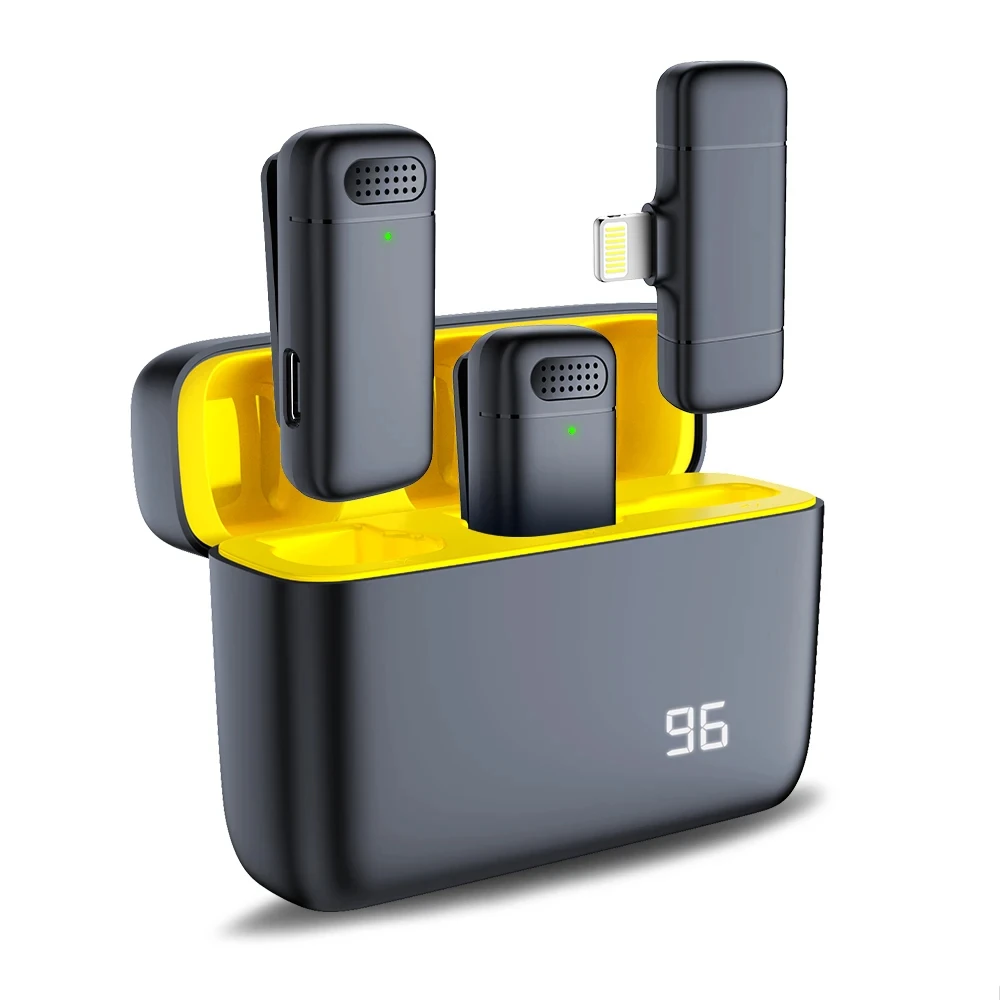 Mini micrófono de solapa estéreo inalámbrico con estuche de carga y cancelación de ruido externa. Mdug (iOS)