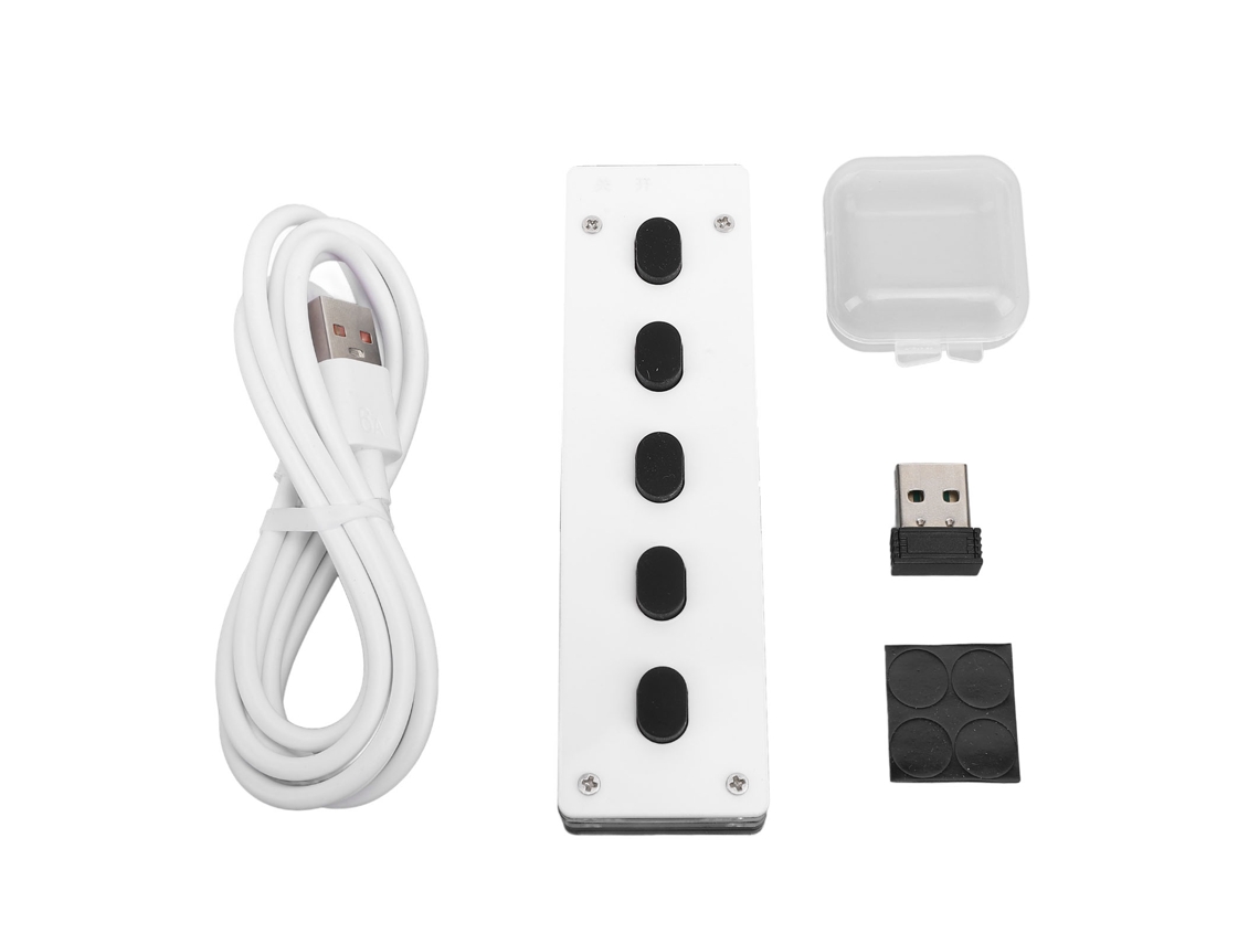 Mini teclado para juegos con 5 teclas programables, conexión 2.4G, Bluetooth, USB, inalámbrico y personalizable.
