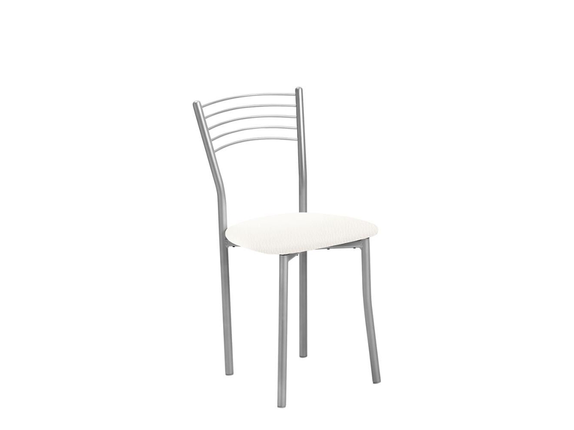 Cadeira de Cozinha Copa em Alumínio 40x85x47cm Couro Sintético Branco FANMUEBLES