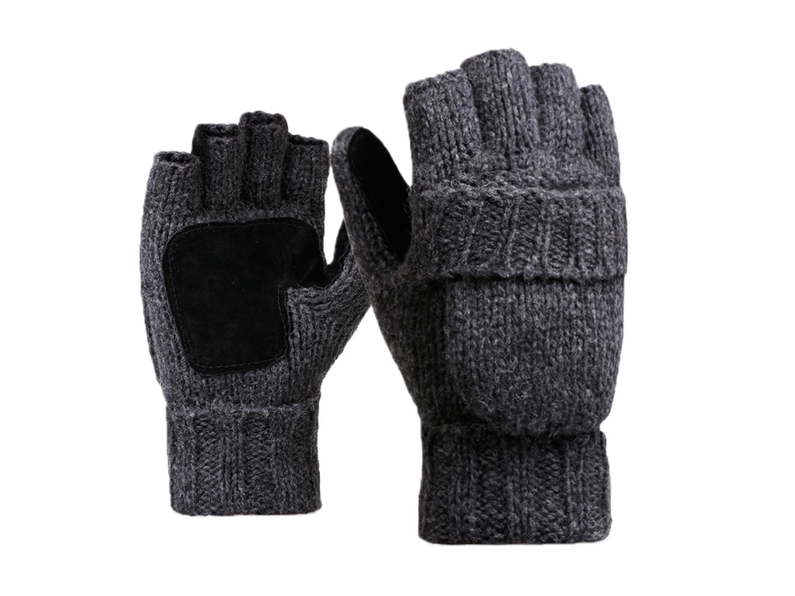 Rebe-guantes Sin Dedos Tejidos Calientes Para Invierno Guantes Convertibles Con Tapa Abrible