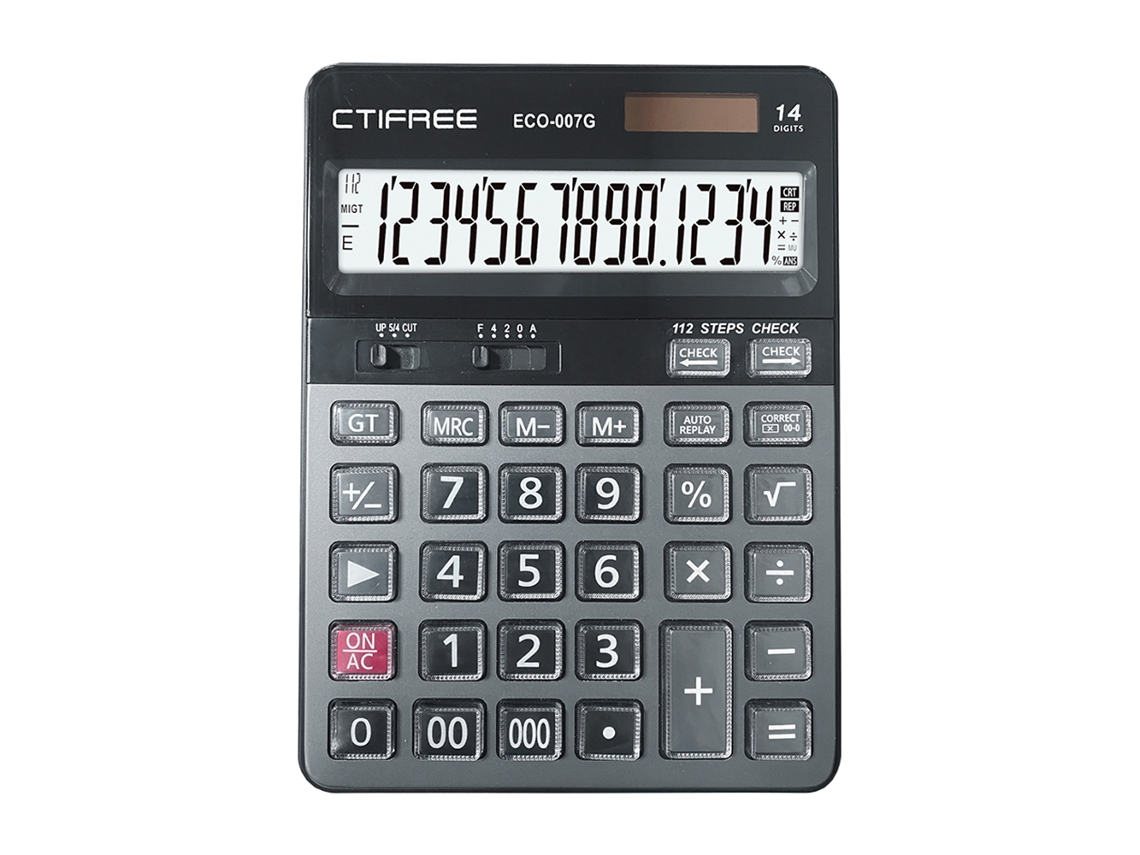 Calculadora Solar De Escritorio, 14 Dígitos, Pantalla Lcd, Botones Grandes, 112 Pasos, Función De Comprobación Y Corrección, Para La Escuela, La Oficina Y El Hogar.