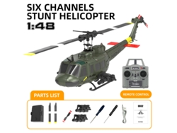 Helicóptero Rc C032 Era 6 Canales, Vuelo Invertido, Acrobacias Uh 1, Posicionamiento Óptico, Verde. Aeuzwr