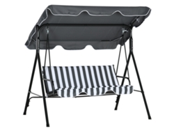 Columpio estilo Hollywood con cojín de asiento, columpio de jardín de 3 plazas con toldo regulable, fabricado en acero inoxidable, capacidad 240 kg.