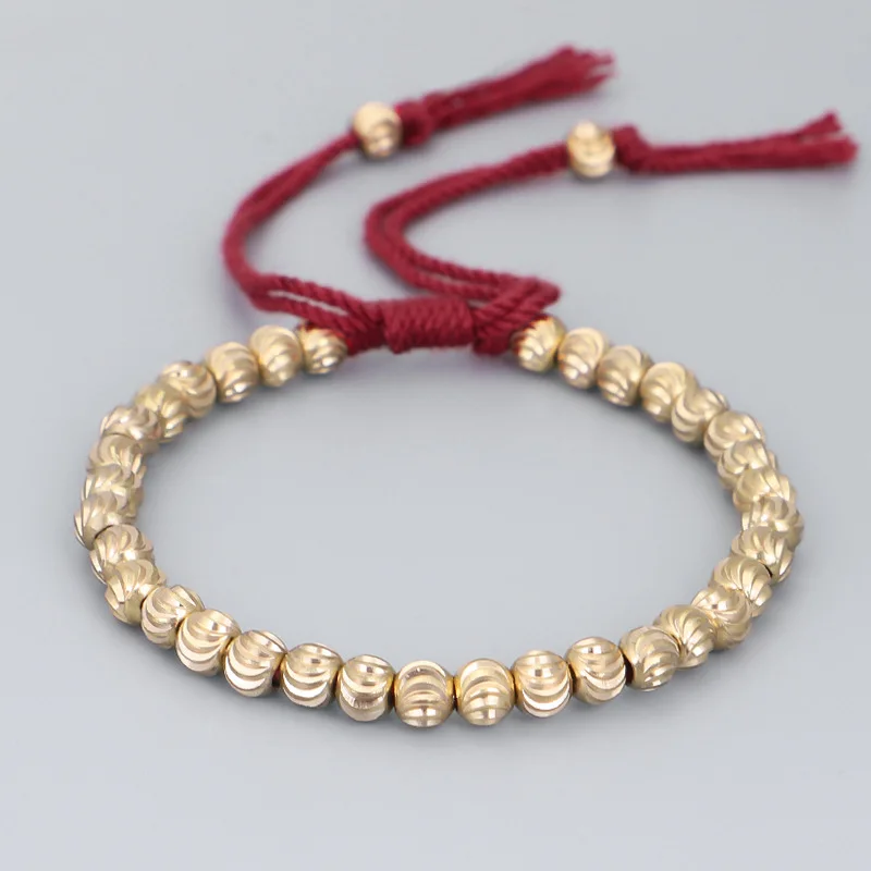 Pulsera De Cuentas De Cobre Para Oración Budista Tibetana Hecha A Mano, Pulsera De Cuerda Tejida De Alta Calidad Para La Suerte.