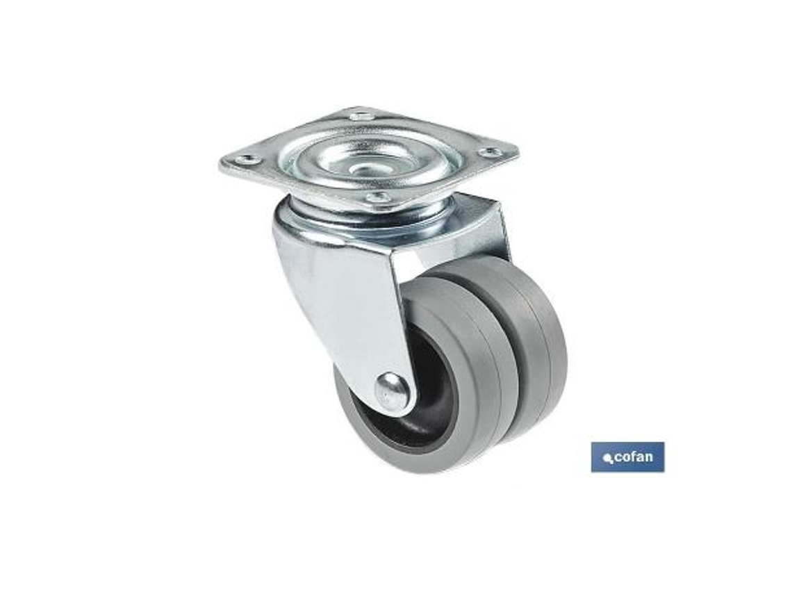 Rueda doble polipropileno placa ø50mm
