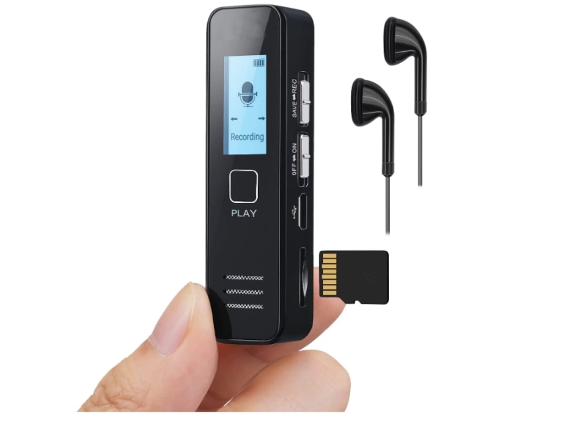 Mini grabadora de voz de 64 Gb, grabadora de voz digital, 4608 horas,  grabadora de audio portátil con micrófono, contraseña de carga USB, negro