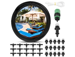 Sistema De Nebulización Exterior De 15,8 Metros Con 16 Boquillas De Latón, Ideal Para Patio, Jardín, Invernadero Y Terraza.