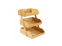Relaxdays Fruteira De Bambu, 3 Andares, 41 X 33 X 30 Cm, Para Frutas, Legumes E Snacks, Fruteira De Cozinha, Natural