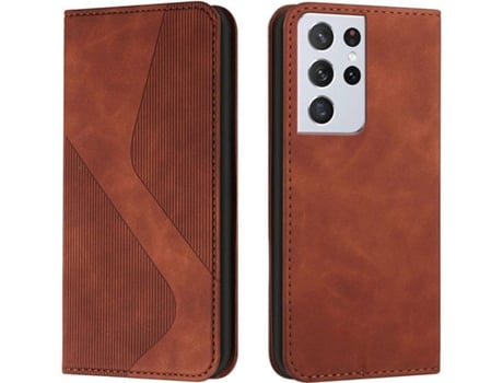 Funda Samsung Galaxy S22 Ultra HFS-HOUSE Cuero Pu S Line (Marrón)