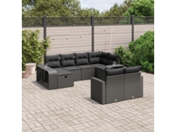 Conjunto de sofás de jardín de 10 piezas DKD Home Decor con cojines de mimbre negros