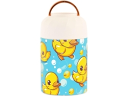 Tarro de acero inoxidable de 500 ml con cuchara, diseño de pájaros y flores estilo retro (sin marca)