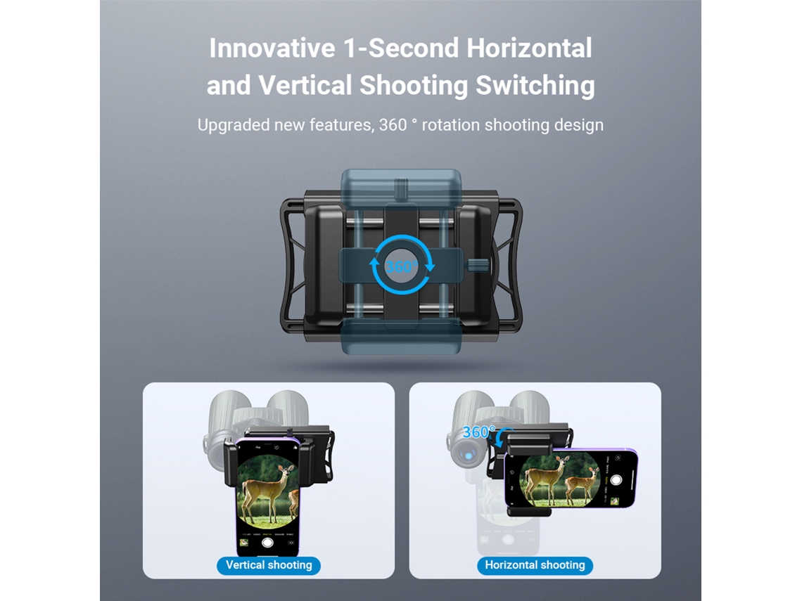 Adaptador De Teléfono Para Telescopio Apexel Apl-f002x Rotatorio 360° Para Monocular Microscopio Binocular Soporte Celular