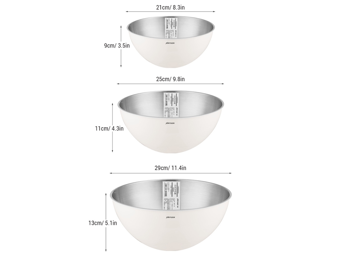 Juego De 3 Boles Mezcladores De Acero Inoxidable Para Ensaladas, Pasta Y Huevos, Ideales Para El Hogar Y Restaurantes.