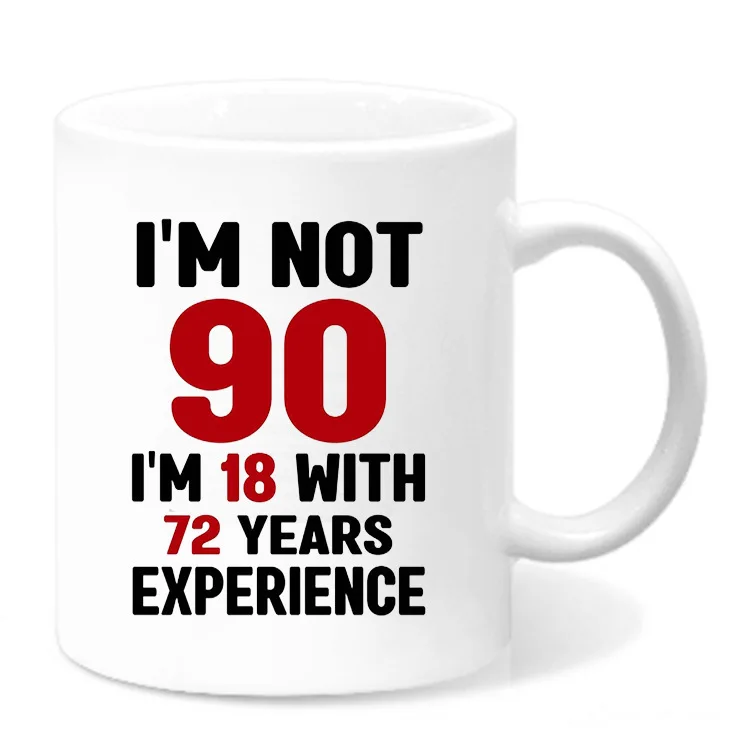 (90 Años, 330 Ml) Taza De Cerámica Forever 18 Para Café, Té Con Leche Y Agua, Juego De Vasos Y Tazas Para El Hogar.