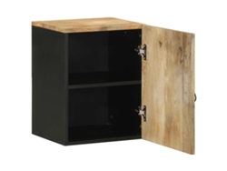 Armario Colgante Baño Madera Maciza Mango Negro 38x33,5x48 Cm