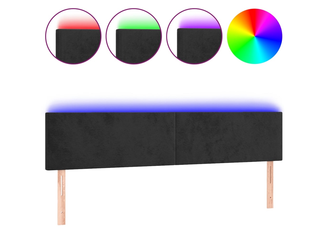 Maison Exclusive - Cabecero Con Led De Terciopelo Negro 160x5x78/88 Cm