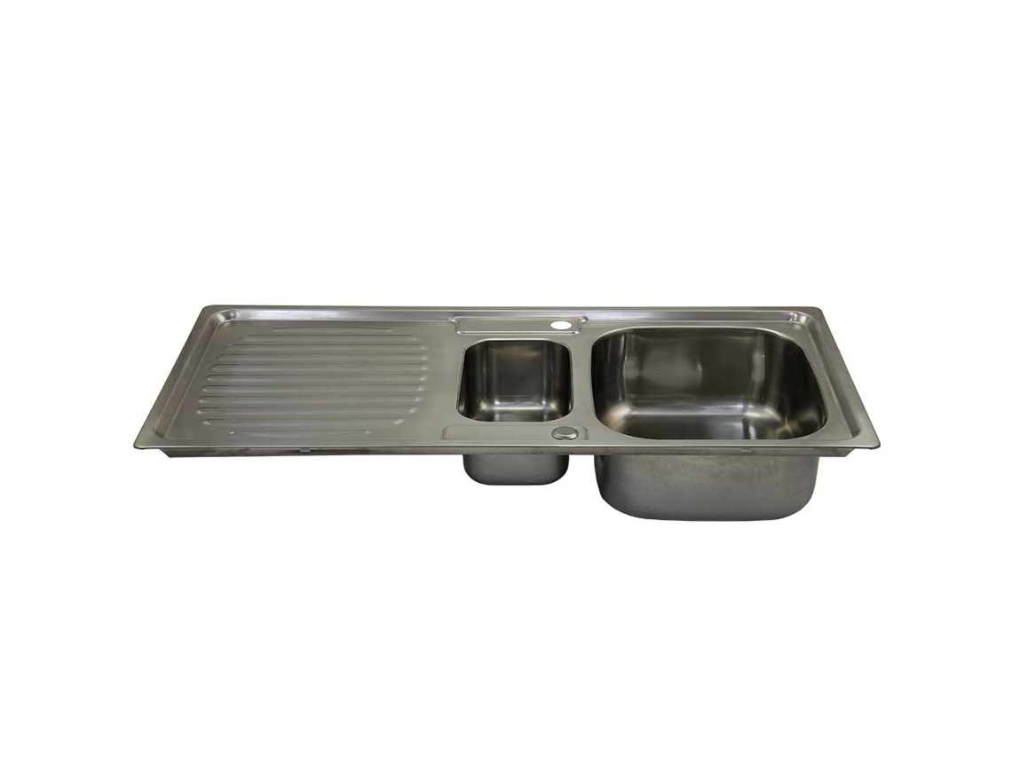 Fregadero de cocina de acero inoxidable Monstershop, reversible, 105 x 18 x 50 cm, incluye kit de fontanería.