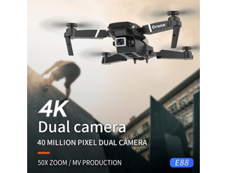 E88Pro Mini Drone con cámara 4K (Cámara doble - Duración de la batería: 15 min - Negro) YIZHOOD