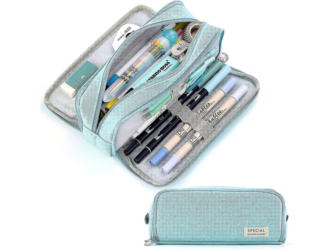 Estuche de gran capacidad con 3 compartimentos para lápices, ideal para la escuela y para adolescentes. Chennnls