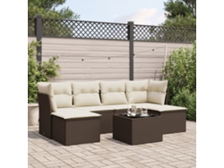 Conjunto de sofá de jardín de 7 piezas con cojines de mimbre marrón DKD Home Decor
