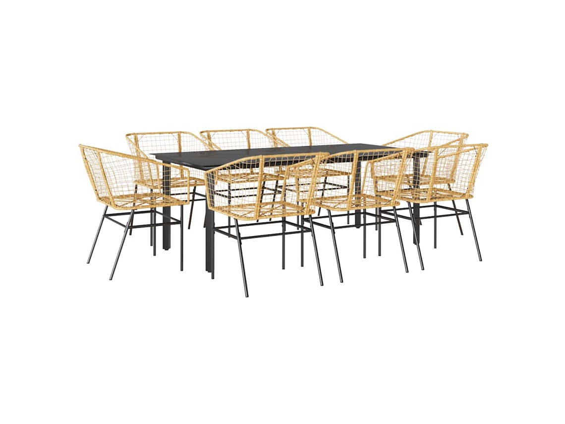 Maison Exclusive - Juego Comedor Jardín 9 Pzas Ratán Sintético Marrón