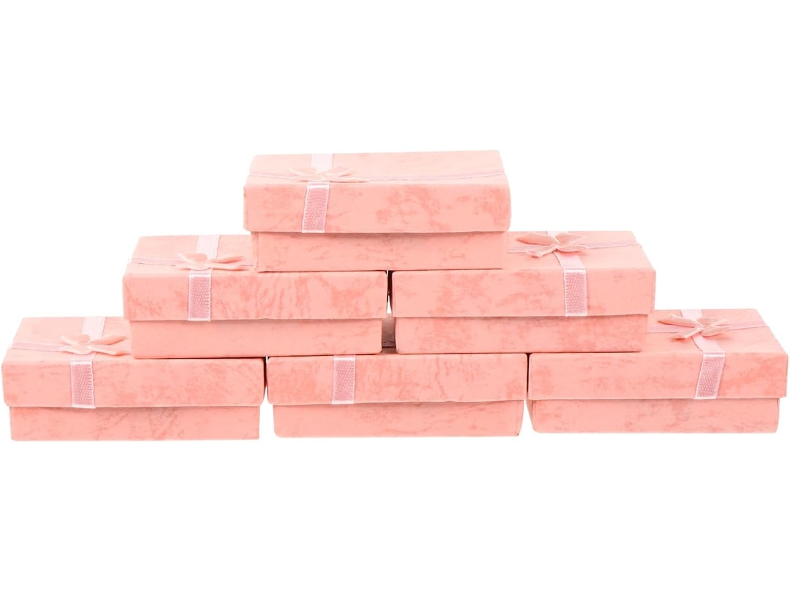 Cajas Joyería Elegantes Texturizadas Juego 6 Cartón Cinta Empacar Joyas Pequeñas Durante Fiestas Tapa Lazo