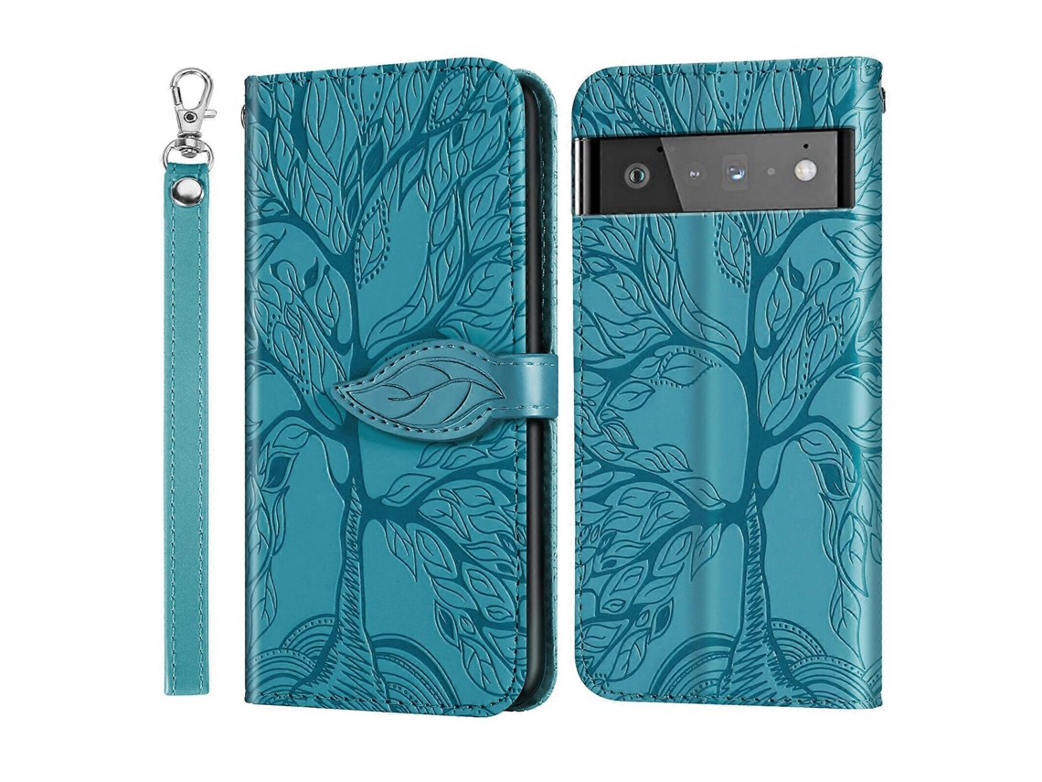 Funda Para Google Pixel 6 Pro 5g Con Soporte Y Correa De Muñeca, Funda De Piel Sintética Con Relieve De Árbol, Compatible Con Google Pixel 6 Pro 5g
