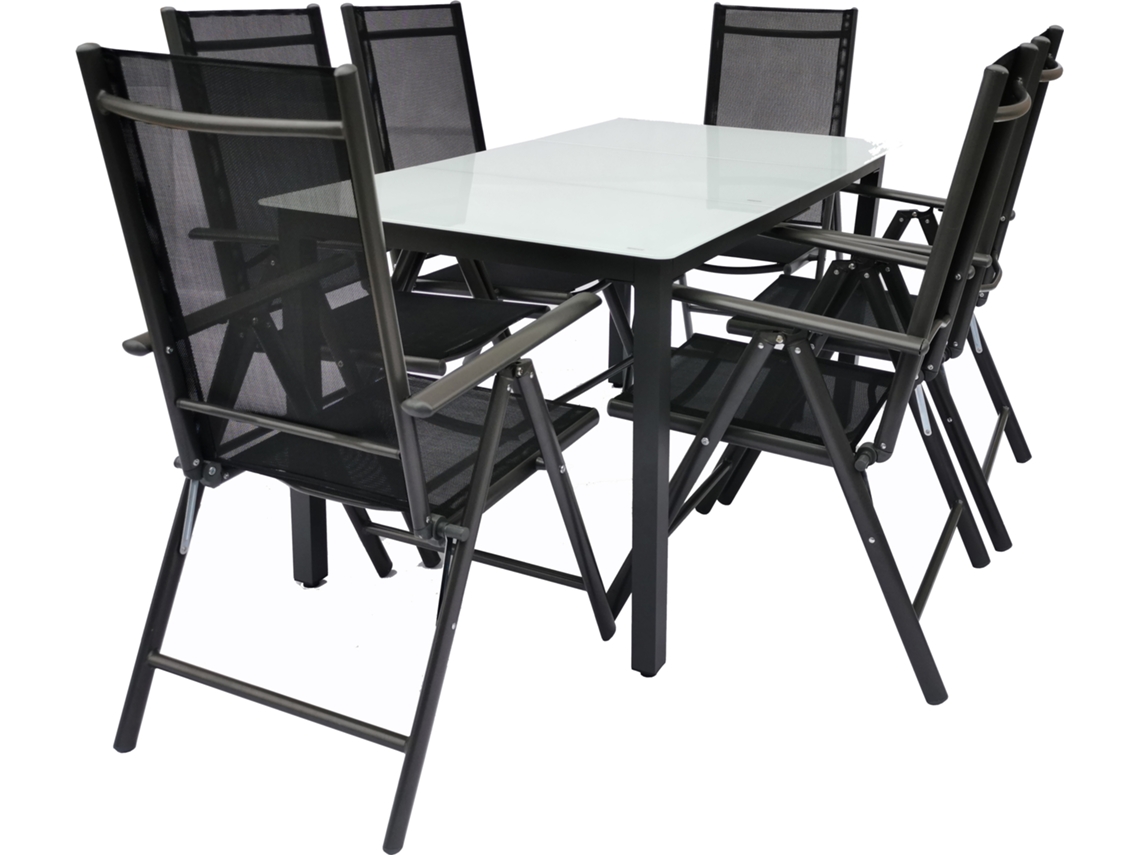 Conjunto de jardín de aluminio de 7 piezas con grupo de asientos 140 Ma Vcm