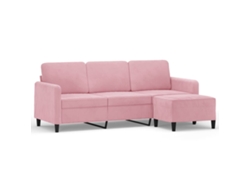 Maison Exclusive - Sofá De 3 Plazas Con Taburete De Terciopelo Rosa180 Cm
