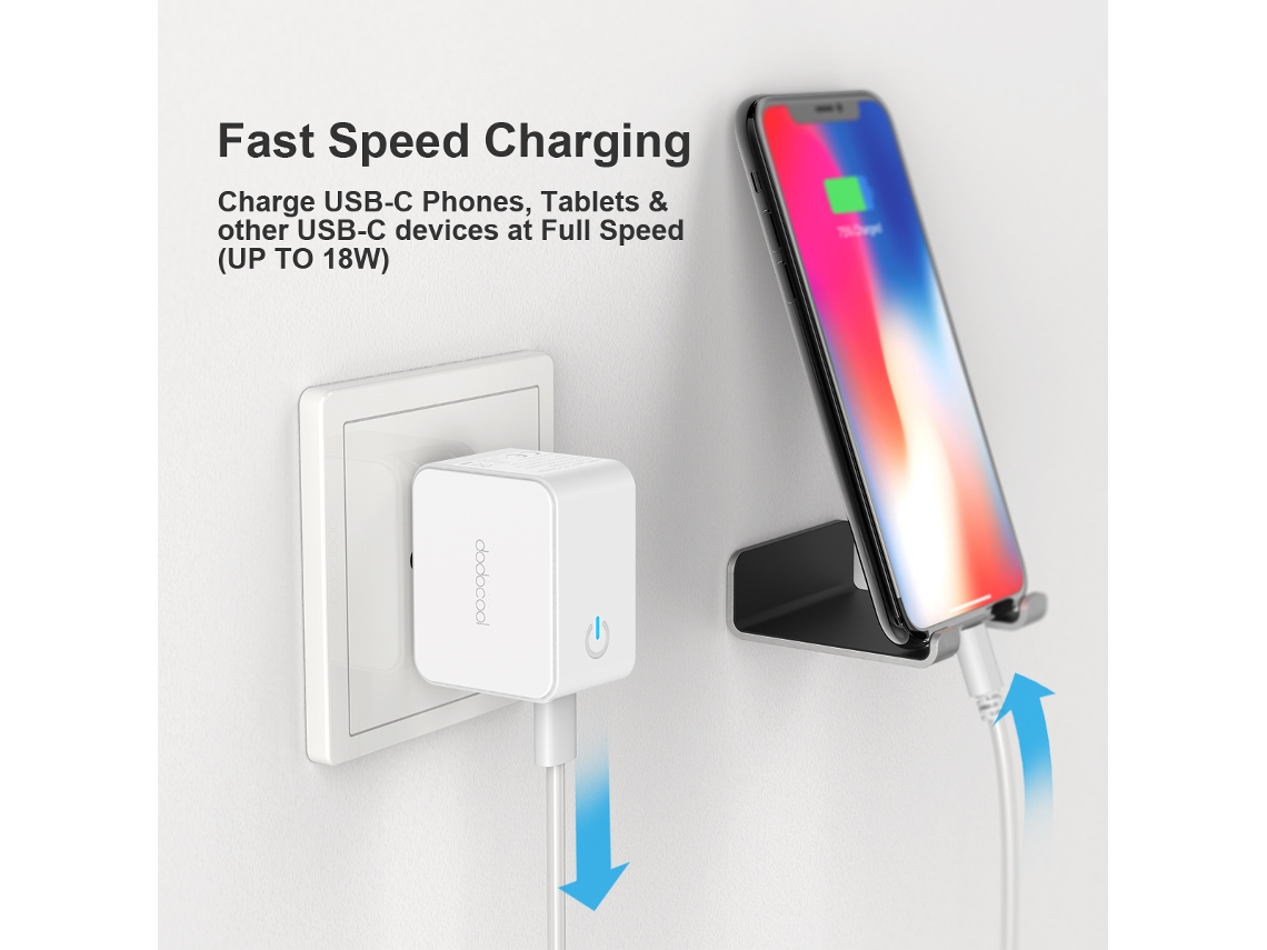 Carregador De Parede Usb-c 18w Com Power Delivery Dodocool Para Iphone Xs Xr 8 Plus Ipad Pro Samsung Galaxy S8+ Nexus