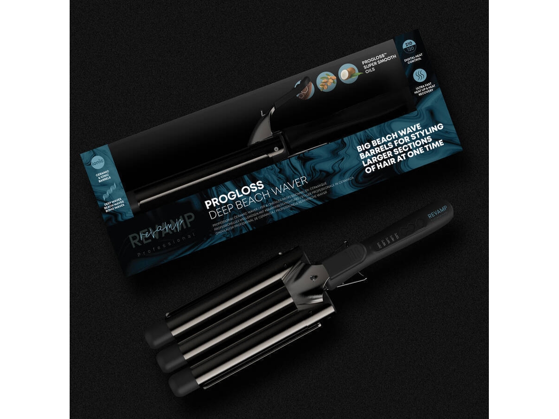 Moldeador de Pelo REVAMP WV-2000-EU Progloss Deep Beach Waver (120-210 ºC - 5 Niveles de temperatura)