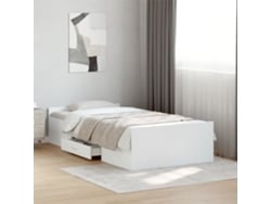 Cama Con Cajones Madera De Ingeniería Blanca 75x190 Cm