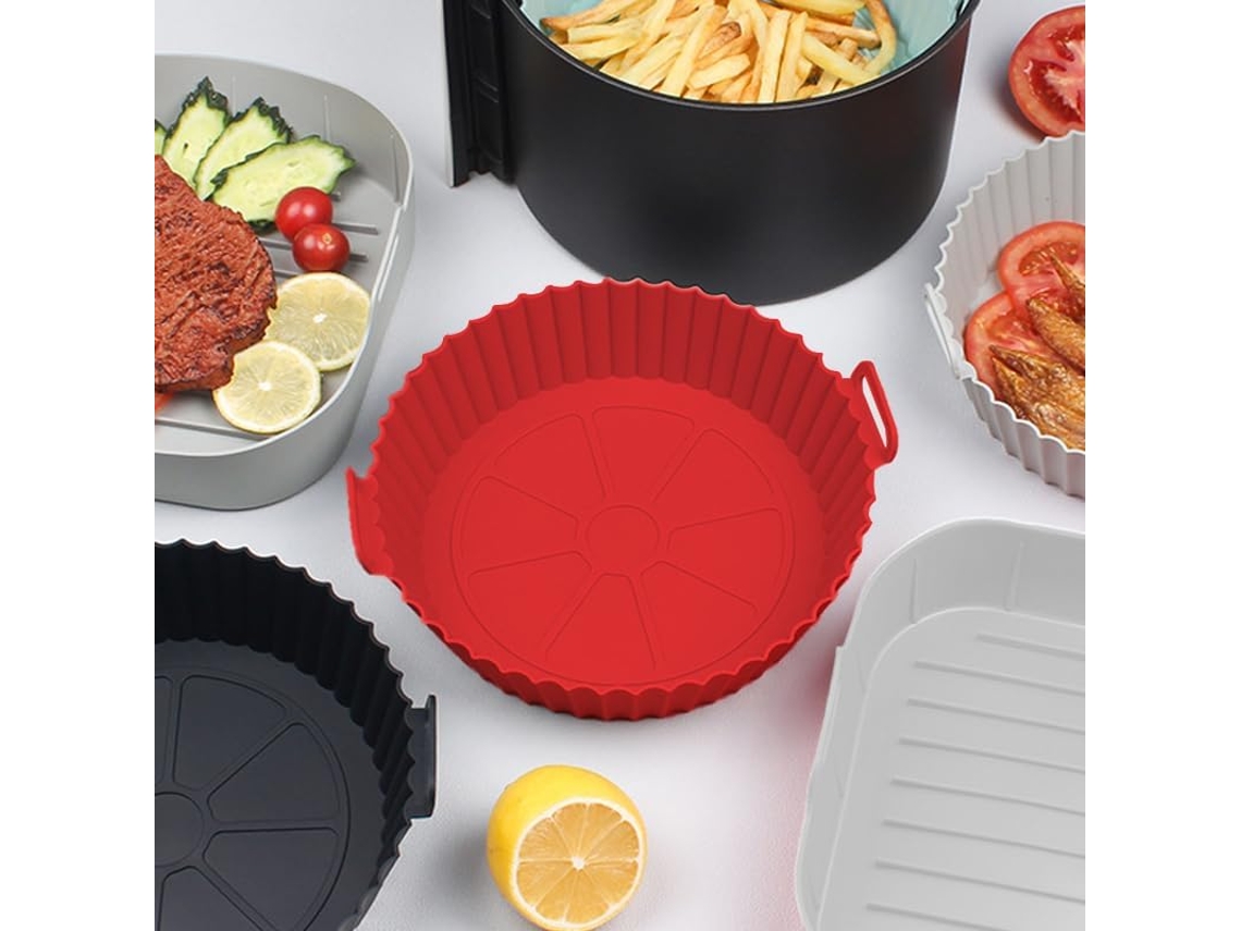 Bandeja De Silicona Redonda Plegable Para Freidora De Aire, Reutilizable Y Resistente