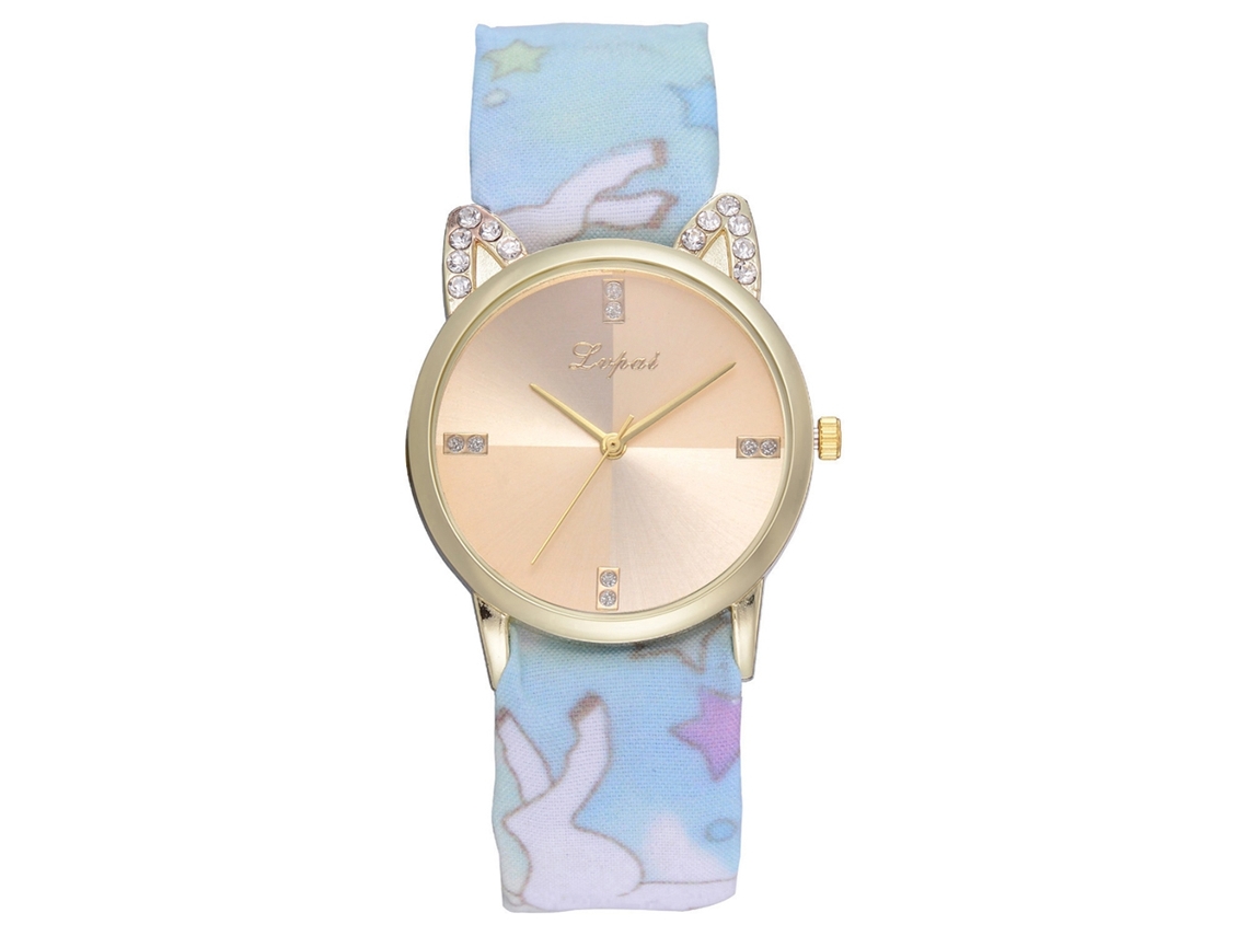 Reloj De Pulsera De Piel Sintética Con Estampado Floral, Esfera Redonda Para Hombre Y Mujer, Movimiento De Cuarzo (azul).