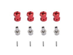 4 Piezas De Extensión De Buje Hexagonal Para Ruedas Rc De 12 Mm De Diámetro Y 15 Mm De Alto Con Tornillos De Bloqueo Metálicos Para Coches Rc (rojo)