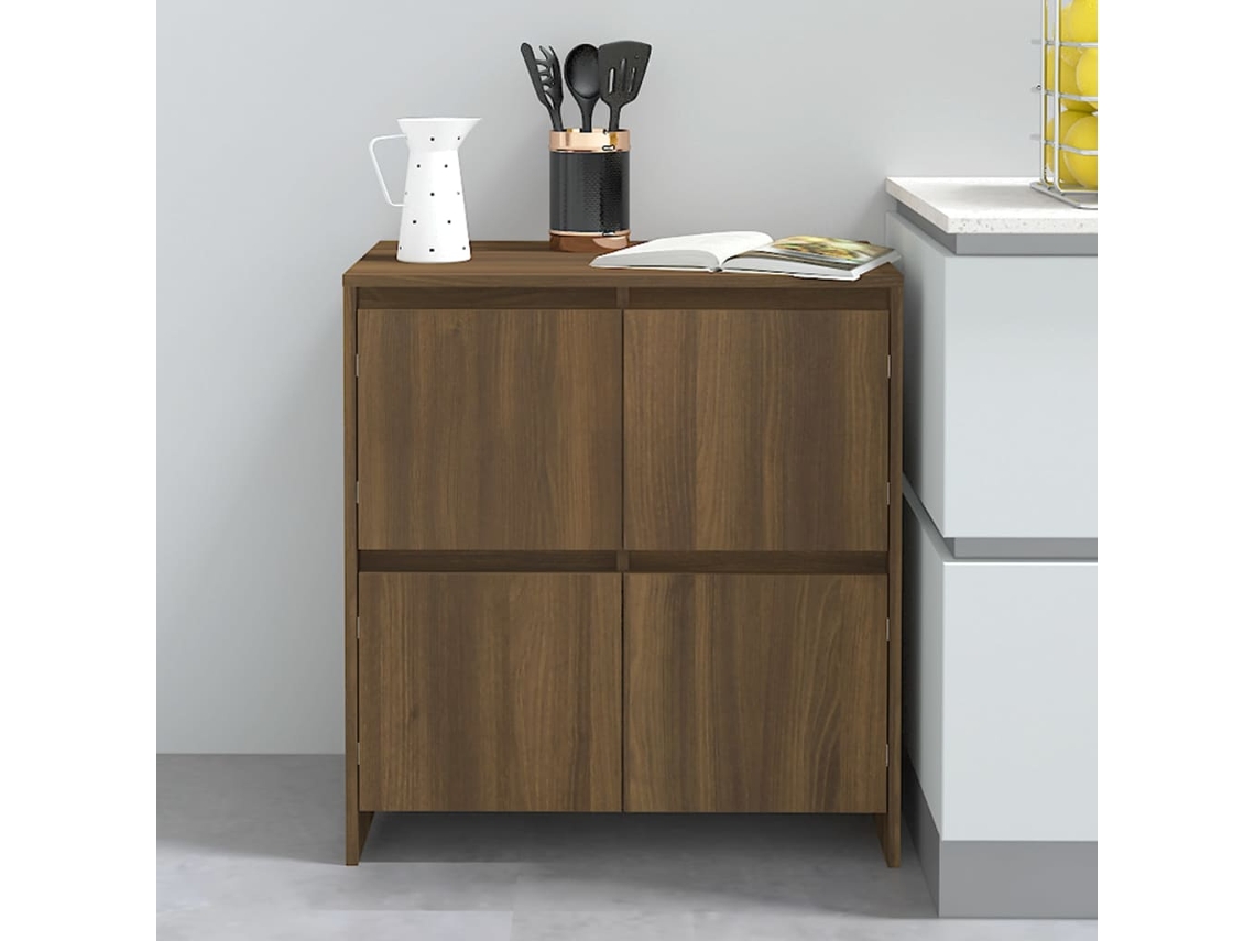 Aparador De Madera Contrachapada Marrón Roble 70x41x75 Cm