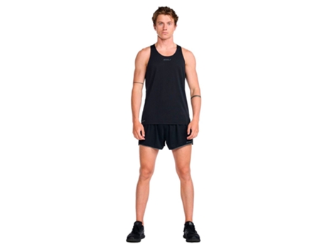 Camiseta sin Mangas de Hombre para Fitness 2XU Speed Tech Negro (XL)