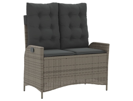 Sillón reclinable de jardín VIDAXL con cojines ratán sintético gris