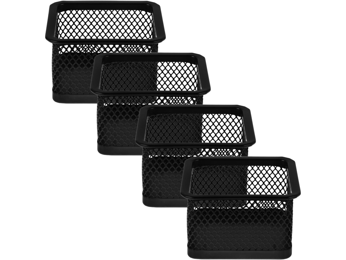 Juego De 4 Dispensadores De Clips De Papel Cuadrados De Malla Metálica