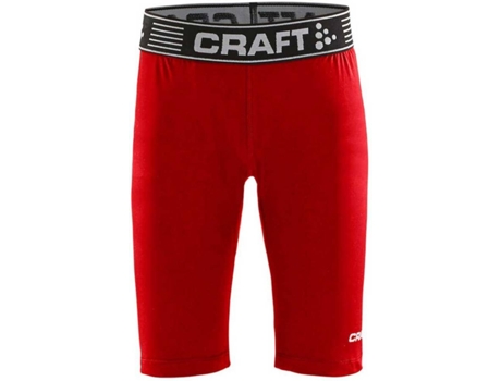 Pantalones Ajustados para Hombre CRAFT Malla Corta Pro Control Compression Rojo para Fútbol (146 - 152 cm)