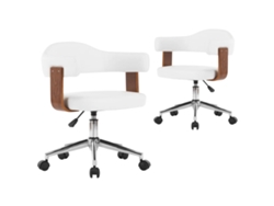 Maison Exclusive - Sillas De Comedor Giratorias 2 Uds Madera Curvada Cuero Blanco