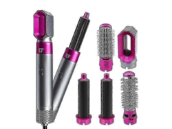 Secador de pelo eléctrico 5 en 1: secador, rizador, plancha de pelo automática, cepillo secador y secador de pelo (rojo rosado) Au
