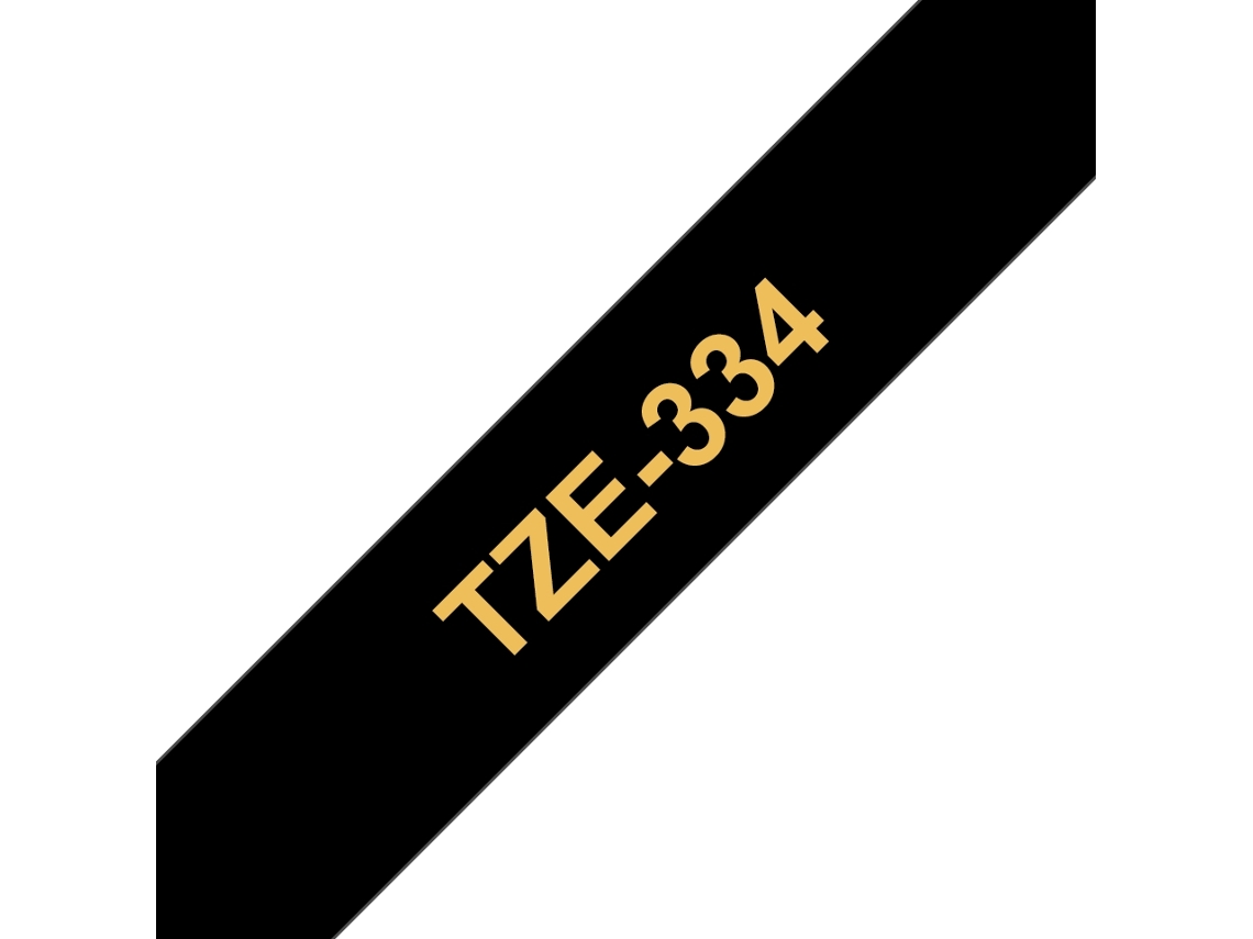 Cinta laminada Compatible Brother Tze334 Texto Dorado / Fondo Negro 12Mm X 8M