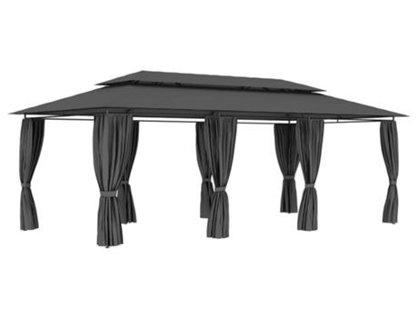 vidaXL Cenador con cortinas gris antracita 600x298x270 cm