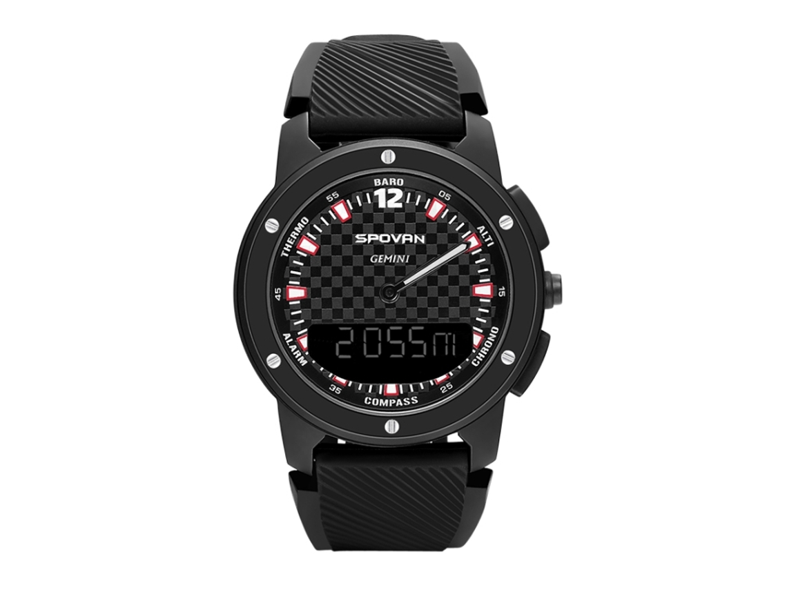 Reloj deportivo impermeable para montañismo al aire libre con sensor de altitud (negro)