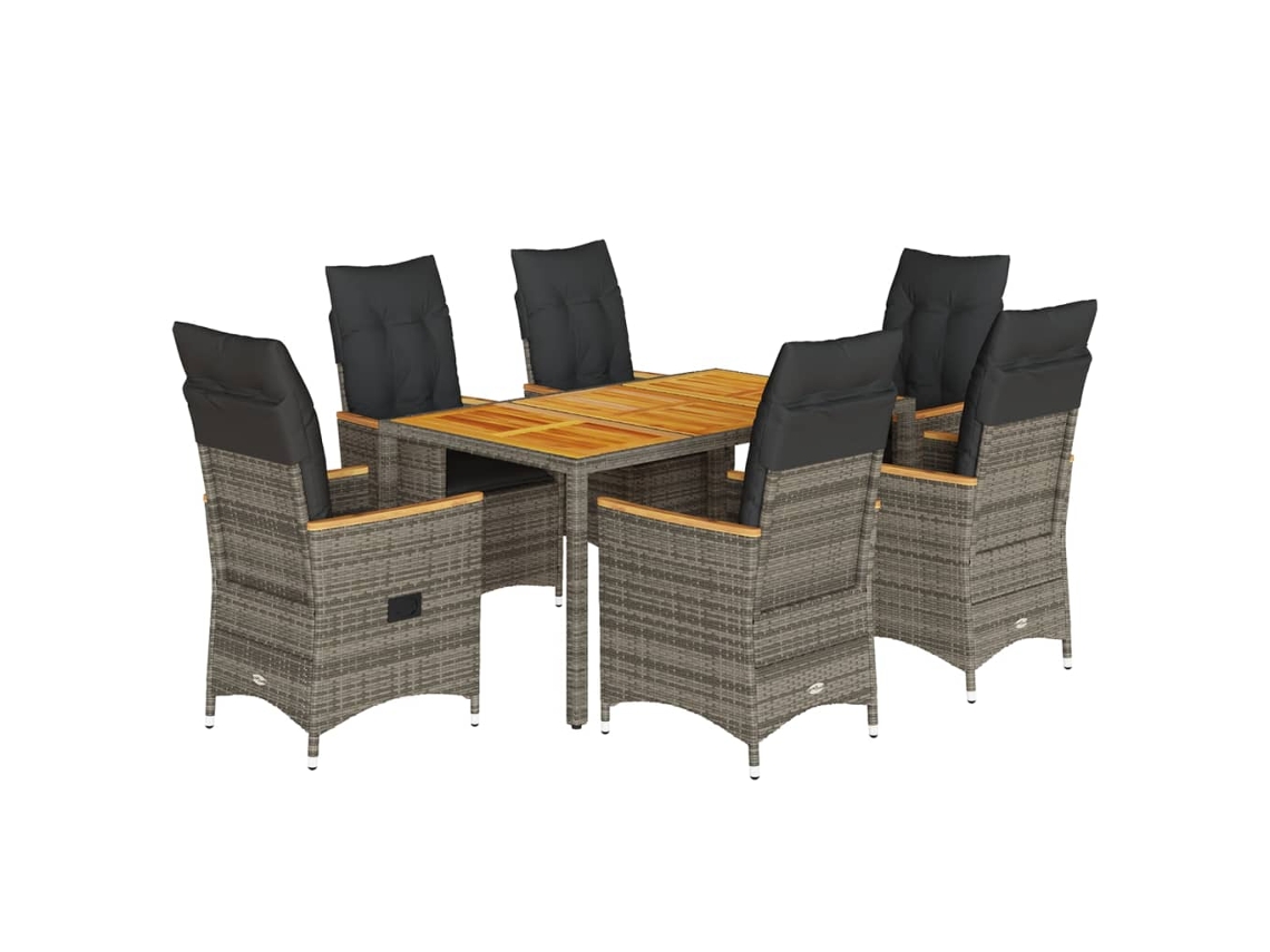 Maison Exclusive - Set Comedor Jardín 7 Pzas Y Cojines Ratán Sintético Gris