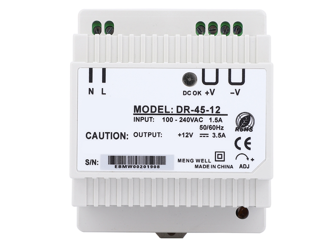 Dr-45-12 Fuente De Alimentación Para Riel Din De Salida Única Ac/dc 100-240v Con Refrigeración Automática