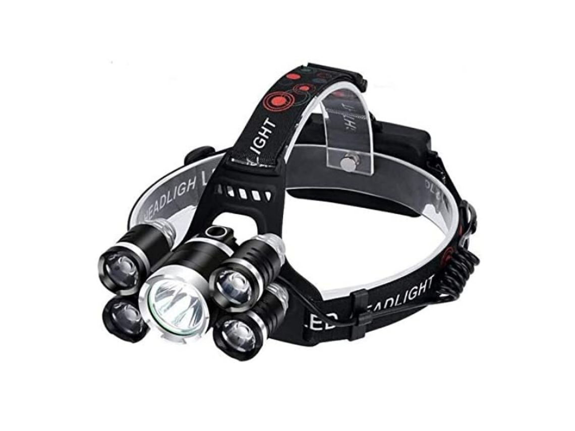 Linterna frontal LED Pesca Linterna Uso 18650 Batería Linterna Linterna Zoom Lámpara de cabeza Antorcha Camping Luz de cabeza (Negro) YIZHOOD