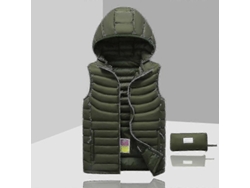 Chaqueta Sem Mangas Para Homem Com Capuz Removível Cor Verde Exército Casaco Inverno 2023